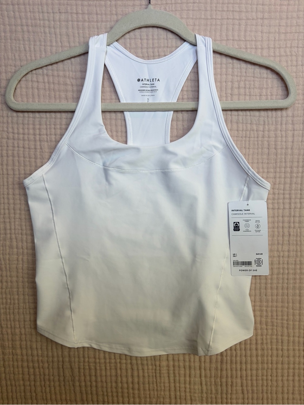 Athleta Interval Tank White Scoop Neck Workout Top NWT Size S